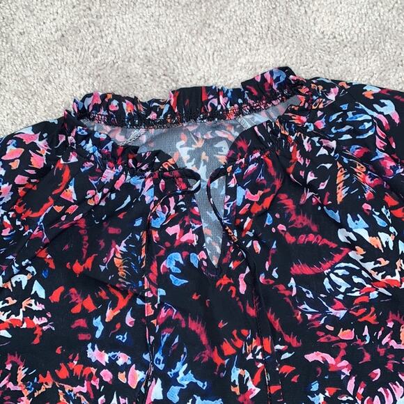 Sois Inspire Split Neck Printed Blouse Top Sz S - Picture 6 of 9